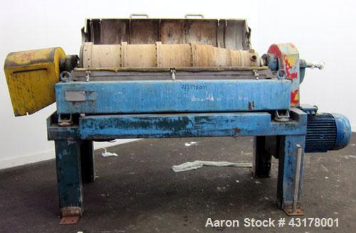 Used Alfa Laval UVNX-418-B11 Solid Bowl Decanter Centrifuge (3 phase unit). 316 Stainless steel (product contact areas), maximum bowl speed 4000 rpm, single row of lined cake discharge ports, 110 mm ...