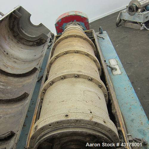 Used Alfa Laval UVNX-418-B11 Solid Bowl Decanter Centrifuge (3 phase unit). 316 Stainless steel (product contact areas), maximum bowl speed 4000 rpm, single row of lined cake discharge ports, 110 mm ...