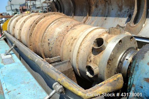 Used Alfa Laval UVNX-418-B11 Solid Bowl Decanter Centrifuge (3 phase unit). 316 Stainless steel (product contact areas), maximum bowl speed 4000 rpm, single row of lined cake discharge ports, 110 mm ...