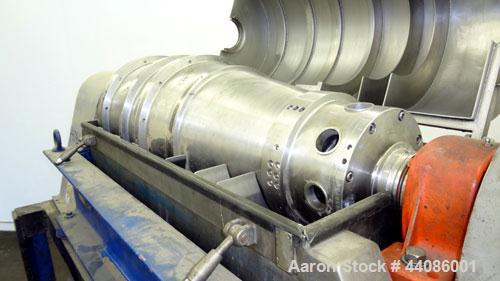 Used Alfa Laval UVNX314 B-11/8820-4000-35 Solid Bowl Decanter Centrifuge. 316 Stainless steel product contact areas. Maximum bowl speed 3250 rpm, 70mm single lead conveyor, single row cake discharge ...