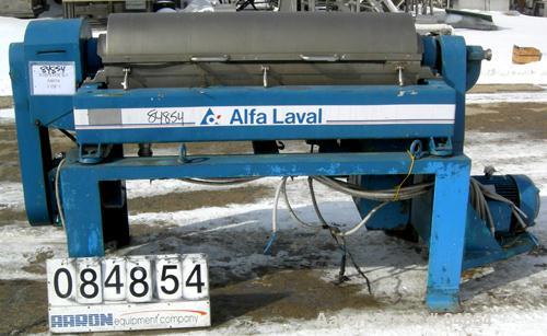 USED: Alfa Laval UVNX-418B-31G (2/3 phase) solid bowl decanter centrifuge. 316 stainless steel construction on product contact areas, max speed 4000 rpm, 3" single lead conveyor with welded hardfacin...