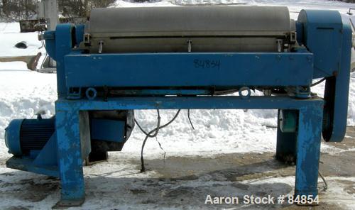 USED: Alfa Laval UVNX-418B-31G (2/3 phase) solid bowl decanter centrifuge. 316 stainless steel construction on product contact areas, max speed 4000 rpm, 3" single lead conveyor with welded hardfacin...