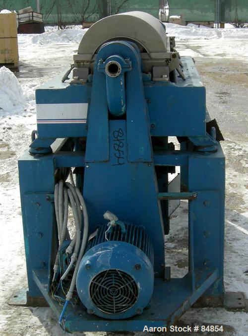 USED: Alfa Laval UVNX-418B-31G (2/3 phase) solid bowl decanter centrifuge. 316 stainless steel construction on product contact areas, max speed 4000 rpm, 3" single lead conveyor with welded hardfacin...