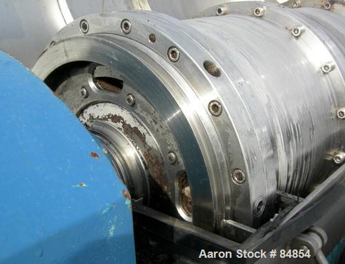 USED: Alfa Laval UVNX-418B-31G (2/3 phase) solid bowl decanter centrifuge. 316 stainless steel construction on product contact areas, max speed 4000 rpm, 3" single lead conveyor with welded hardfacin...
