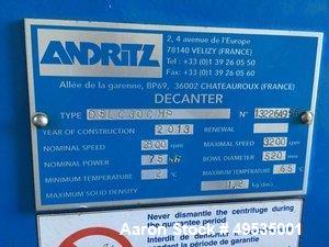 Used Andritz D5LC30CHP Food Grade Solid Bowl Decanter Centrifuge.