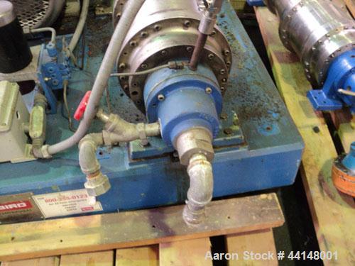 Used Bird/Flottweg 0250 Z23-3/401 Solid Bowl Decanter Centrifuge. 316 Stainless steel construction (product contact areas). Maximum bowl speed 4500 rpm, 8 degree contour bowl assembly, 3.5" double le...