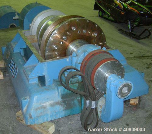 Used Bird 24" x 38" Solid Bowl Decanter Centrifuge. 316 Stainless steel construction (product contact areas). Maximum bowl speed 1800 rpm, 3" single lead conveyor with weld hardfacing wear protection...