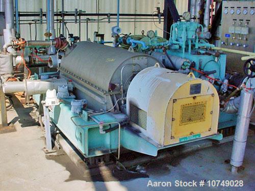 Used Bird 3600, 24" x 60", solid bowl decanter centrifuge. 316 stainless steel construction, right hand design (gearbox on liquid end), base, stainless steel casing, gearbox, purging seal, feed pipe,...