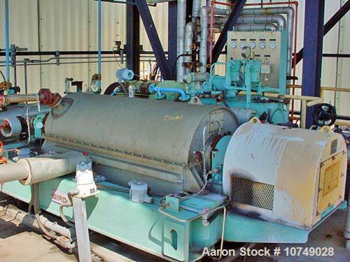 Used Bird 3600, 24" x 60", solid bowl decanter centrifuge. 316 stainless steel construction, right hand design (gearbox on liquid end), base, stainless steel casing, gearbox, purging seal, feed pipe,...