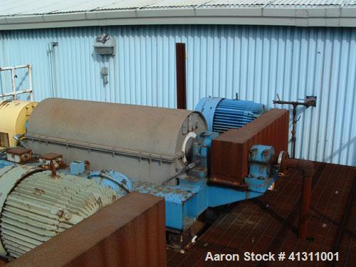 Used Bird Solid Bowl Centrifuge, model 2500. 75 hp motor, frame, etc.