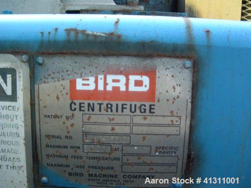 Used Bird Solid Bowl Centrifuge, model 2500. 75 hp motor, frame, etc.