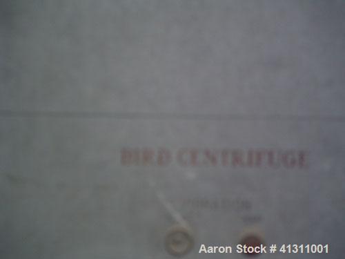 Used Bird Solid Bowl Centrifuge, model 2500. 75 hp motor, frame, etc.