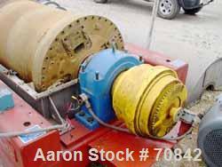 Used Bird 30" x 96" solid bowl decanter centrifuge. 316/317Stainless steel construction on product contact areas, 8 degree contour bowl design, max bowl speed 2380 rpm, 12" single lead "vane and ribb...