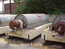 USED: Bird model 5100 solid bowl decanter centrifuge. 30" diameter x 120" long rotating assembly, stainless steel construction (product contact areas), max bowl speed 2450 rpm, 2557 x "G" force, 8" s...