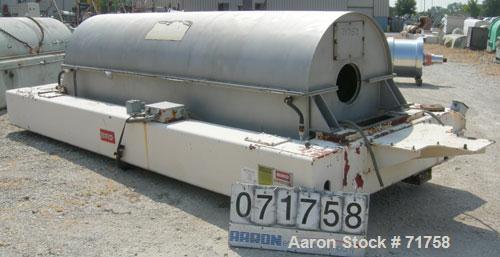 Used Bird Solid Bowl Decanter Centrifuge, Model 5100. 30" diameter x 120" long rotating assembly, 316 stainless steel construction (product contact areas), max bowl speed 2450 RPM, 2557 x "G" force, ...