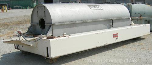 Used Bird Solid Bowl Decanter Centrifuge, Model 5100. 30" diameter x 120" long rotating assembly, 316 stainless steel construction (product contact areas), max bowl speed 2450 RPM, 2557 x "G" force, ...