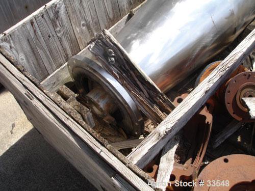USED: Bird HB-2500 solid bowl decanter centrifuge, 316 stainless steel. 8 deg contour bowl, end discharge. 6" single lead hardsurfaced conveyor. SA-69 80:1 gearbox, 30 hp motor, 230/460/3/60/1765 rpm...