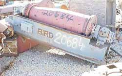 USED Bird HB-3700 (24" x 72") solid bowl decanter centrifuge, CS.Max bowl spd 1400 rpm, 8 deg contour bowl, 9" double lead conveyor,50 hp motor 440/3/60/1750 rpm, fixed spd backdrive, guards, polymer...
