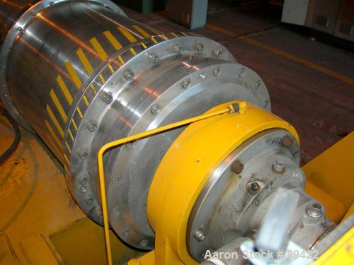 USED: Bird/Flottweg Z42-3/401 solid bowl decanter centrifuge system. Stainless steel construction on product contact areas, max bowl speed 4000 rpm, 3700 x G force, 8 degree contour bowl design. 3" s...