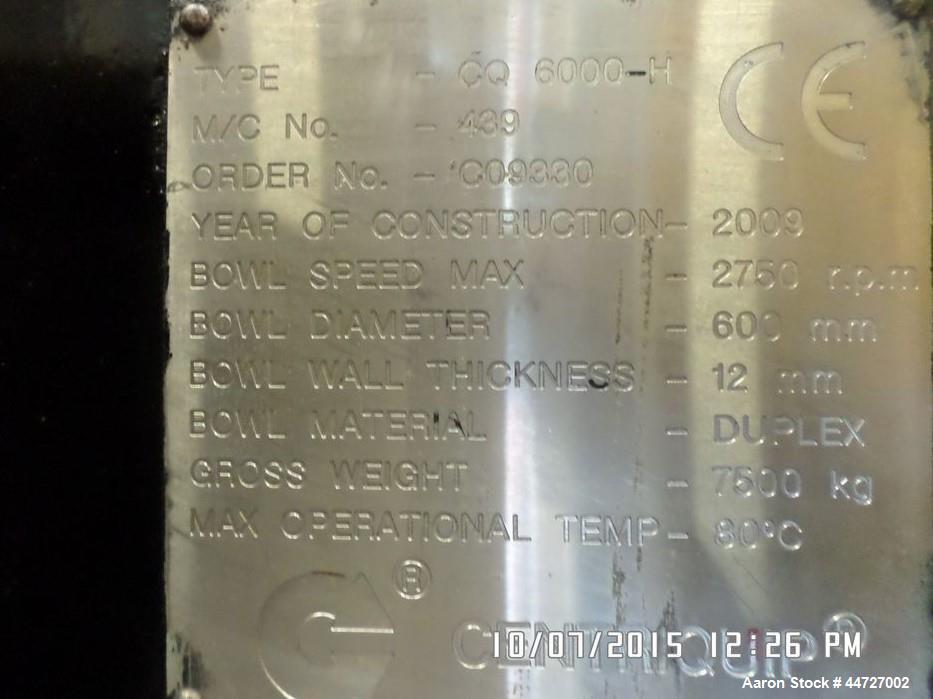 Used Centriquip Decanter Centrifuge, Model CQ 6000