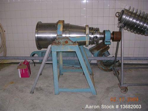 Used Delaval SNX-314B-31 "Sanitary" Solid Bowl Decanter Centrifuge. 316 stainless steel construction on product contact areas, sanitary polished double lead conveyor, double row on non-lined solids d...