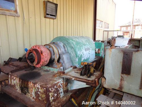 Used Dorr Oliver 16L Solid Bowl Decanter Centrifuge, stainless steel construction (product contact areas), max bowl speed 4000 rpm, auger style solids discharge ports, base, liquid/solid discharge ch...