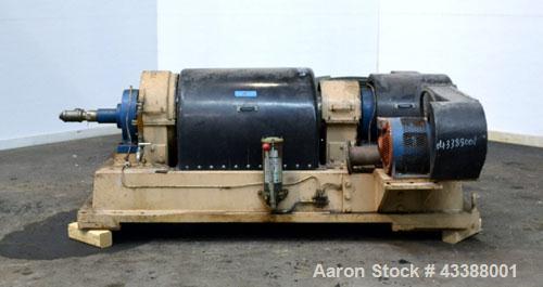 Used Dorr Oliver Merco 16L Solid Bowl Decanter Centrifuge. 316 Stainless steel construction (product contact area), maximum bowl speed 4000 rpm, 5” double lead conveyor with welded hardfacing, auger ...