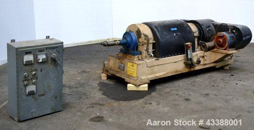 Used Dorr Oliver Merco 16L Solid Bowl Decanter Centrifuge. 316 Stainless steel construction (product contact area), maximum bowl speed 4000 rpm, 5” double lead conveyor with welded hardfacing, auger ...
