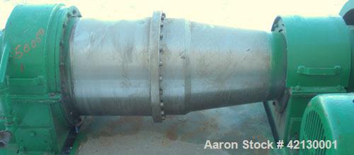 Used Dorr Oliver/Merco Z-16L Solid Bowl Decanter Centrifuge, 316 stainless steel construction (product contact areas), maximum bowl speed 4000 rpm, 3" single lead conveyor with welded hardfacing wear...