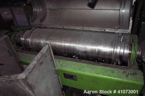 USED: Flottweg Sortikanter, type K4D-4444. 316 stainless steel construction on product contact parts. 2 solids, 1 liquid. Max bowl speed 3500 rpm by a 28.6 kW/30 kW-380 volt/50 cycle/3 ph motor. Comp...