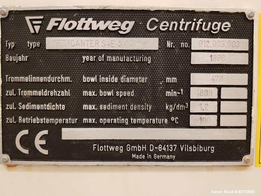 Used- Flottweg S4E-3-4 Sedicanter Centrifuge
