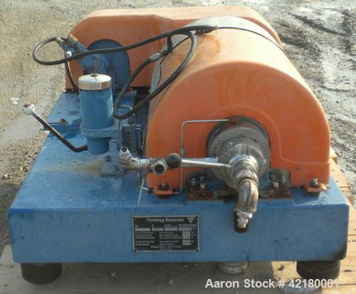 Used Flottweg Z-23-3/441 Tricanter Solid Bowl Centrifuge. 329 Stainless steel construction (product contact areas), maximum bowl speed 6000 rpm, 4630 x G force, discharge casing chutes, fiberglass bo...