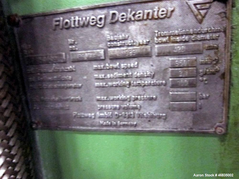 Used Flottweg Z42/3-411 Tricanter Solid Bowl Decanter Centrifuge