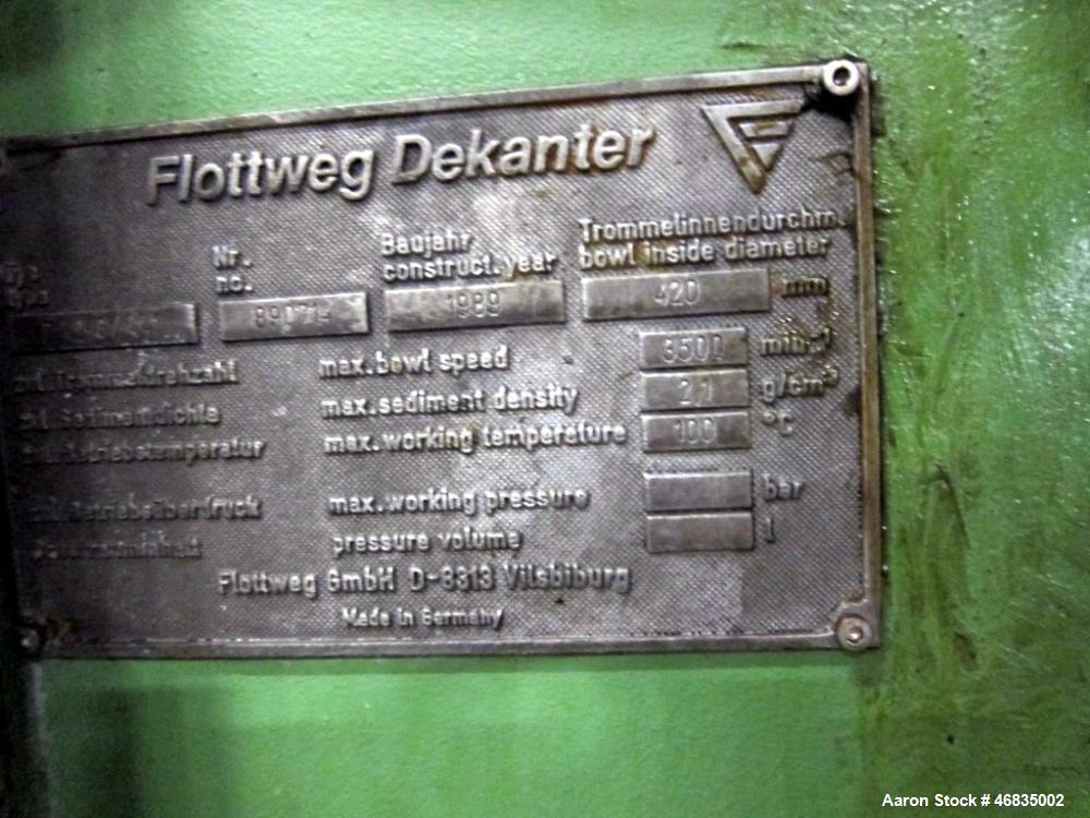 Used Flottweg Z42/3-411 Tricanter Solid Bowl Decanter Centrifuge