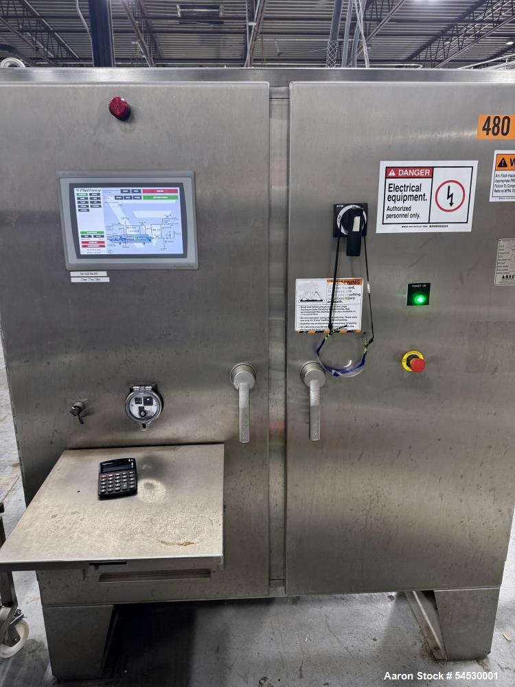 Used Flottweg Decanter Centrifuge, Model Z3E-4/401. Maximum bowl speed 5250 RPM. Maximum sediment density 1.6 kg/dm3. Stainless steel product contact areas, food grade. Cone angled at 8 degrees. 15 H...
