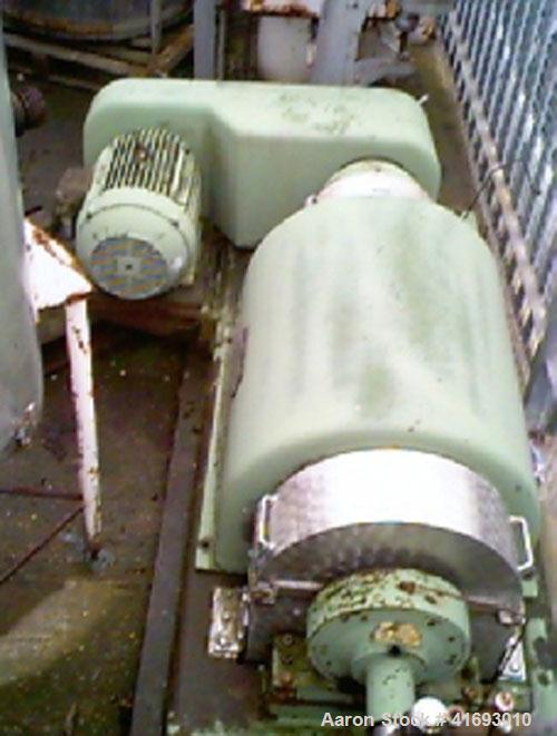 Used Flottweg Scroll Type Decanter Centrifuge, Model Z3L, stainless steel. Inner diameter 16.5" (420 mm), length 49.6" (1260 mm) with 26 hp/19.5 and 31 hp/23 kW drive with 2 speed 1470 and 2950 rpm, ...