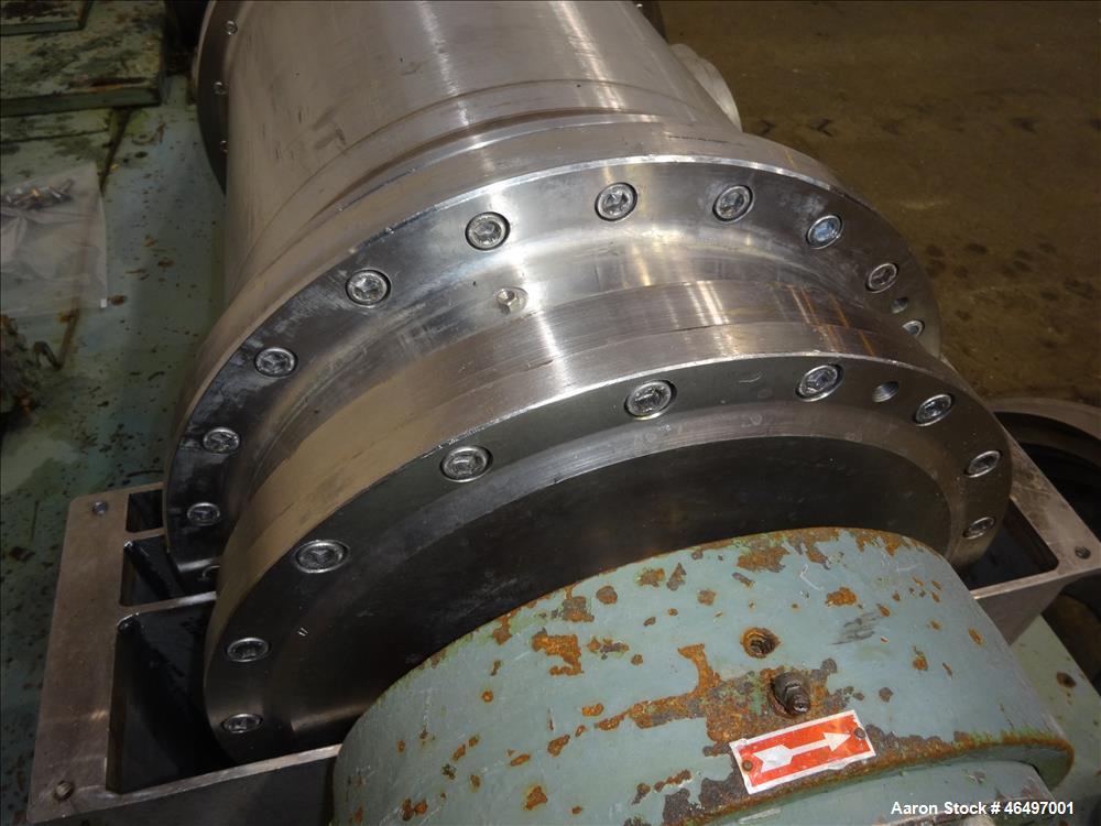 Used Flottweg Z42/3 Solid Bowl Tricanter Centrifuge. 316 Stainless steel construction (product contact areas), max bowl speed 4000 rpm, 2.5" single lead conveyor with welded hardfacing, gearbox, stan...
