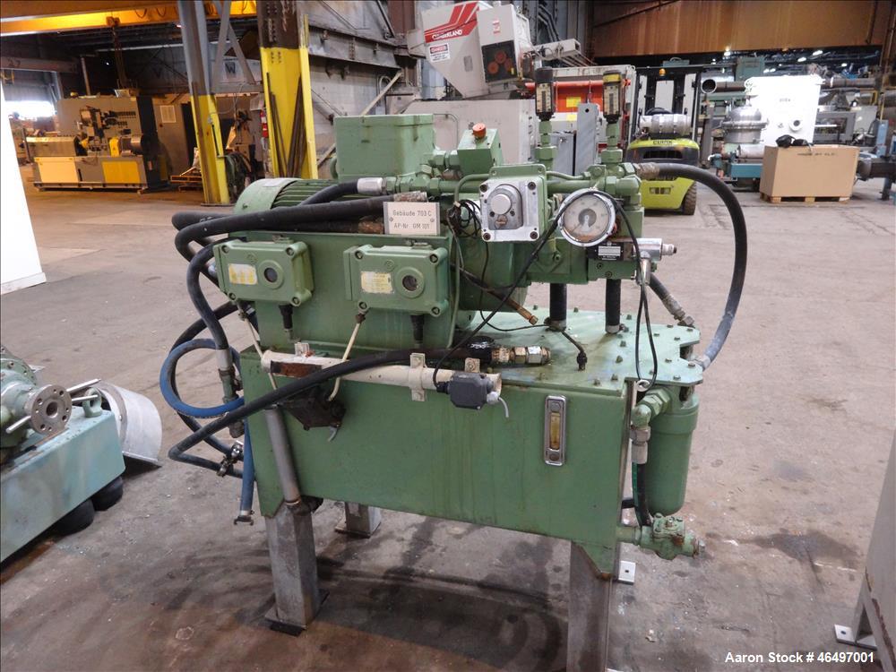 Used Flottweg Z42/3 Solid Bowl Tricanter Centrifuge. 316 Stainless steel construction (product contact areas), max bowl speed 4000 rpm, 2.5" single lead conveyor with welded hardfacing, gearbox, stan...