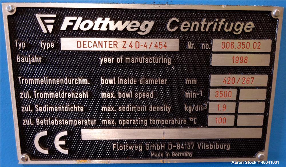 Flottweg Z4D/4-454 Solid Bowl Decanter Centrifuge