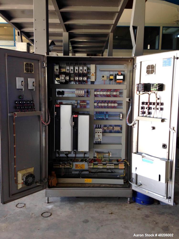 Used Flottweg Z4E-4/444 Tricanter Solid Bowl Decanter Centrifuge. Maximum bowl speed 3800 rpm, three phase separation (liquid/liquid/solids separation), steep angle bowl design, conveyor, base, casin...