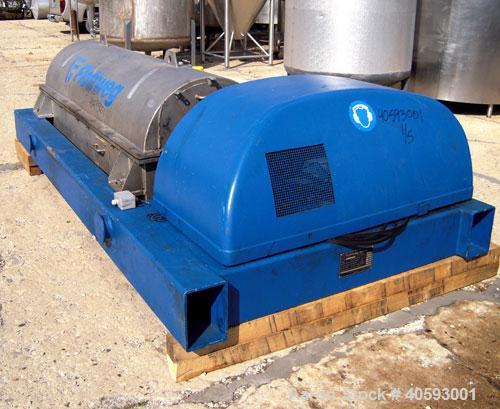 Used Flottweg  Z53-4/451 Solid Bowl Horizontal Decanter Centrifuge, 2205 stainless steel (product contact areas), 10" single lead conveyor with welded hardfacing, lined cake discharge ports, solid en...