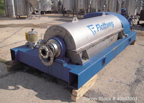 Used Flottweg  Z53-4/451 Solid Bowl Horizontal Decanter Centrifuge, 2205 stainless steel (product contact areas), 10" single lead conveyor with welded hardfacing, lined cake discharge ports, solid en...