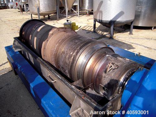 Used Flottweg  Z53-4/451 Solid Bowl Horizontal Decanter Centrifuge, 2205 stainless steel (product contact areas), 10" single lead conveyor with welded hardfacing, lined cake discharge ports, solid en...