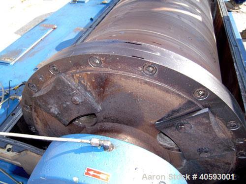 Used Flottweg  Z53-4/451 Solid Bowl Horizontal Decanter Centrifuge, 2205 stainless steel (product contact areas), 10" single lead conveyor with welded hardfacing, lined cake discharge ports, solid en...