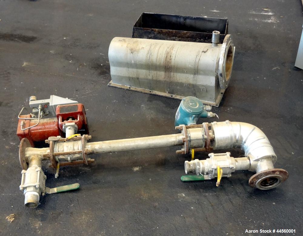 Used Flottweg Z53-4/454 Solid Bowl Horizontal Decanter Centrifuge. 2250 Stainless steel construction (product contact areas), max bowl speed 3250 rpm, single lead conveyor, gearbox, feed pipe, lubric...