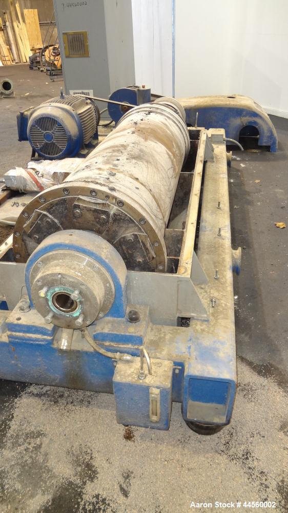 Used Flottweg Z53-4/454 Solid Bowl Horizontal Decanter Centrifuge. 2205 Stainless steel construction (product contact areas), max bowl speed 3250 rpm, single lead conveyor, gearbox, feed pipe, lubric...