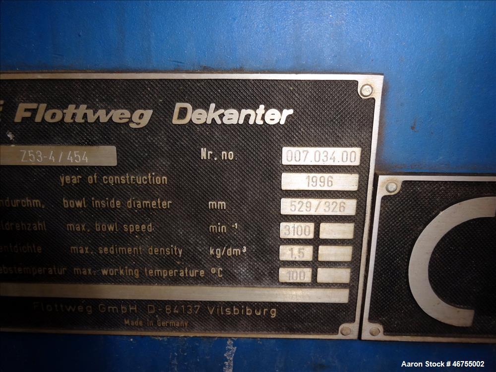 Used Flottweg Z53/4-454 OSE Solid Bowl Decanter Centrifuge