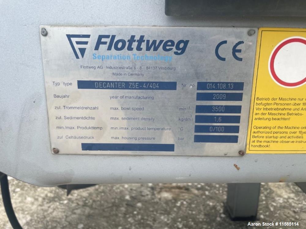 Used Flottweg Z5E-4/404 Decanter Centrifuge – 24" Stainless Bowl, 75 HP, Industrial Separator