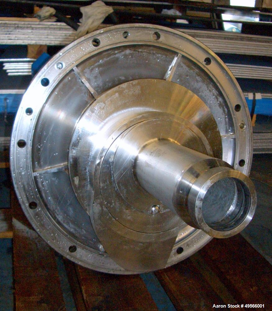 Used Flottweg Z6E-4/444 Tricanter Solid Bowl Decanter Centrifuge. Max bowl speed 3200 rpm, three phase separation (liquid/liquid/solids separation), conveyor, base, casing, feed pipe, grease lubricat...