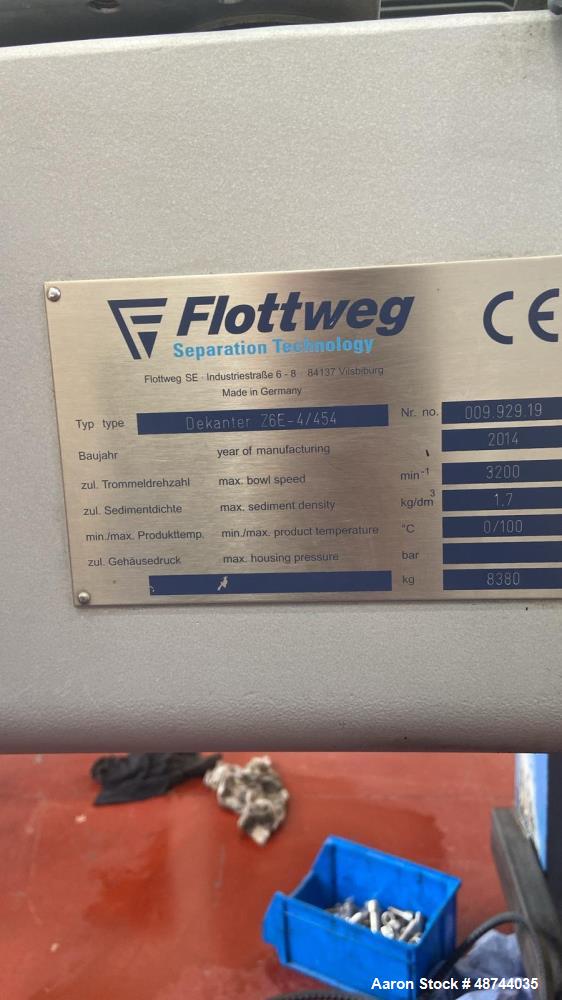 Flottweg Z6E-4/454 Solid Bowl Decanter Centrifuge